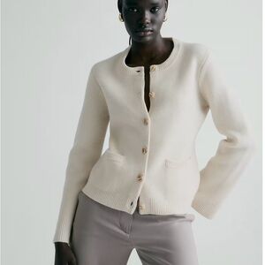 Quince Mongolian cashmere structured cardigan size M.